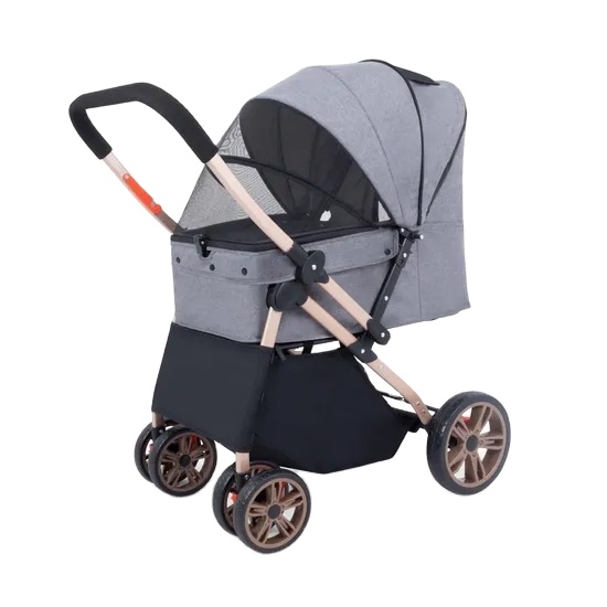 Pet Stroller Carrier - Hochwertiger Faltbarer Haustierwagen mit Verstellbarem Griff