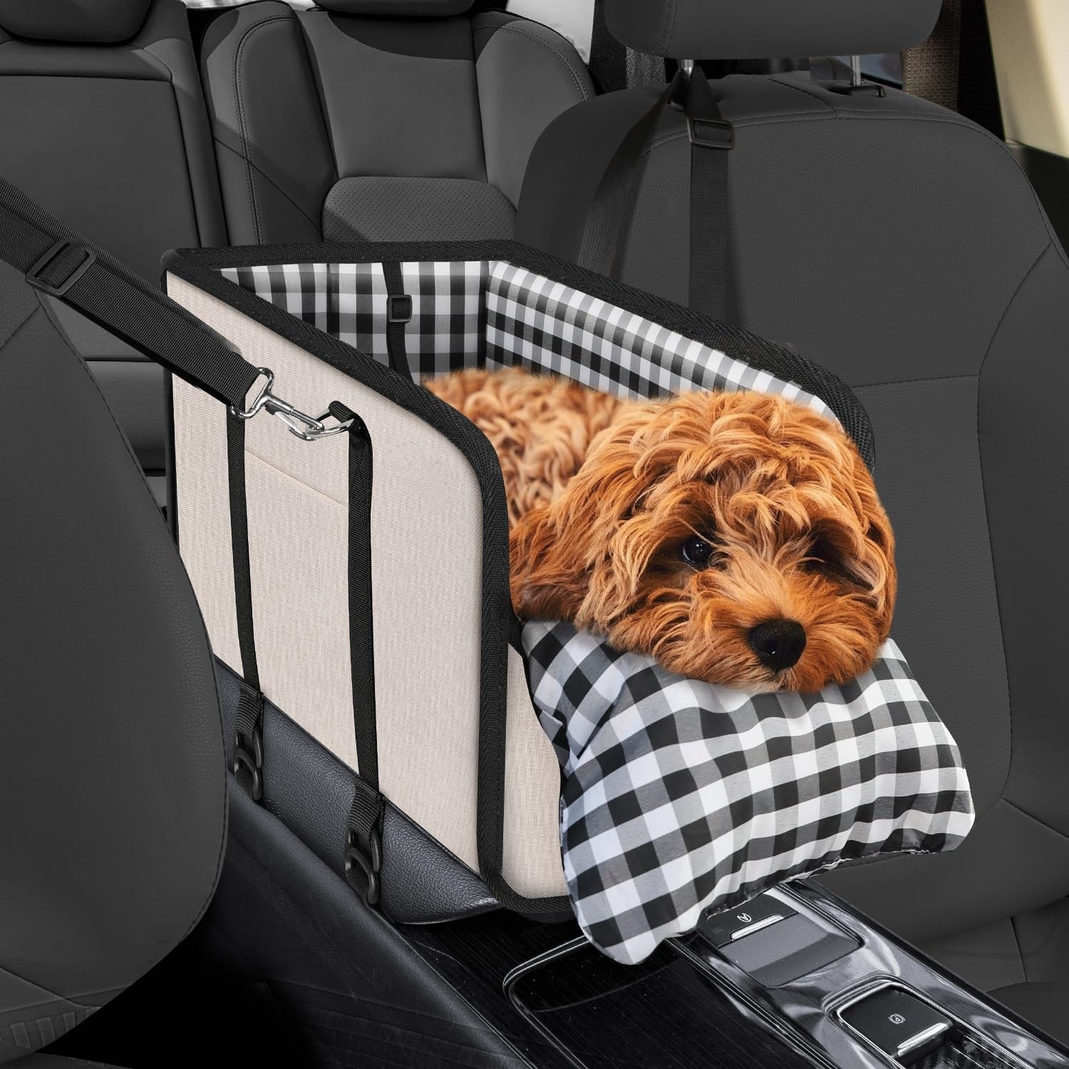 Calming Dog Bed - Auto-Montierter Haustier-Autositz Tragbarer Kleiner Hunde-Gittersitz mit