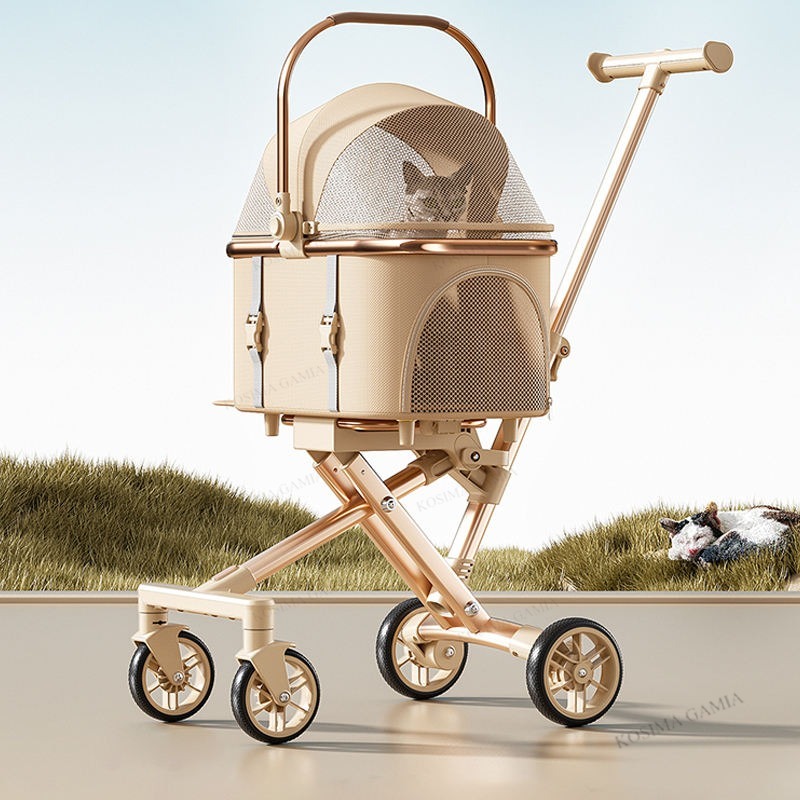 Pet Stroller Carrier - Neuer Trennbarer Haustier-Kinderwagen, Tragbarer Ein-Klick-Faltbarer Katzen-Kinderwagen,