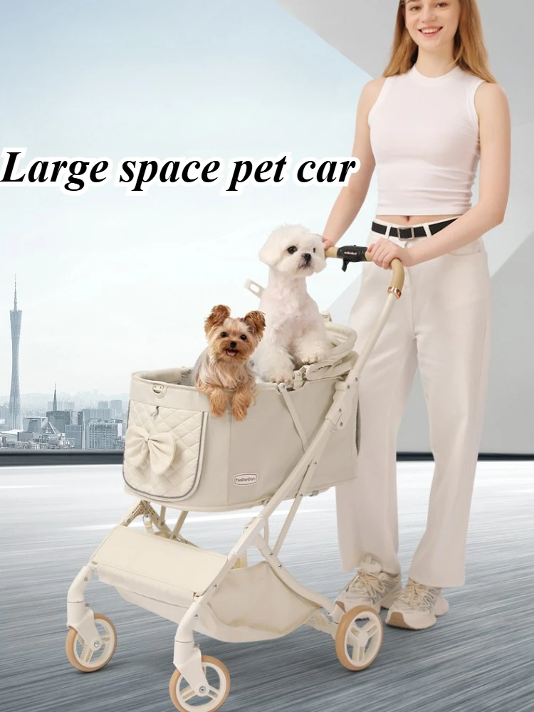Pet Stroller Carrier - Outdoor-Welpen-Kinderwagen für Katzen und Hunde, atmungsaktiv,