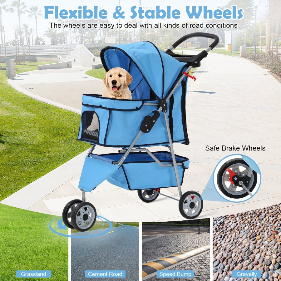 3-Rad-Hundebuggy, faltbarer Ha – Pet Stroller Carrier Bewertung und Preis