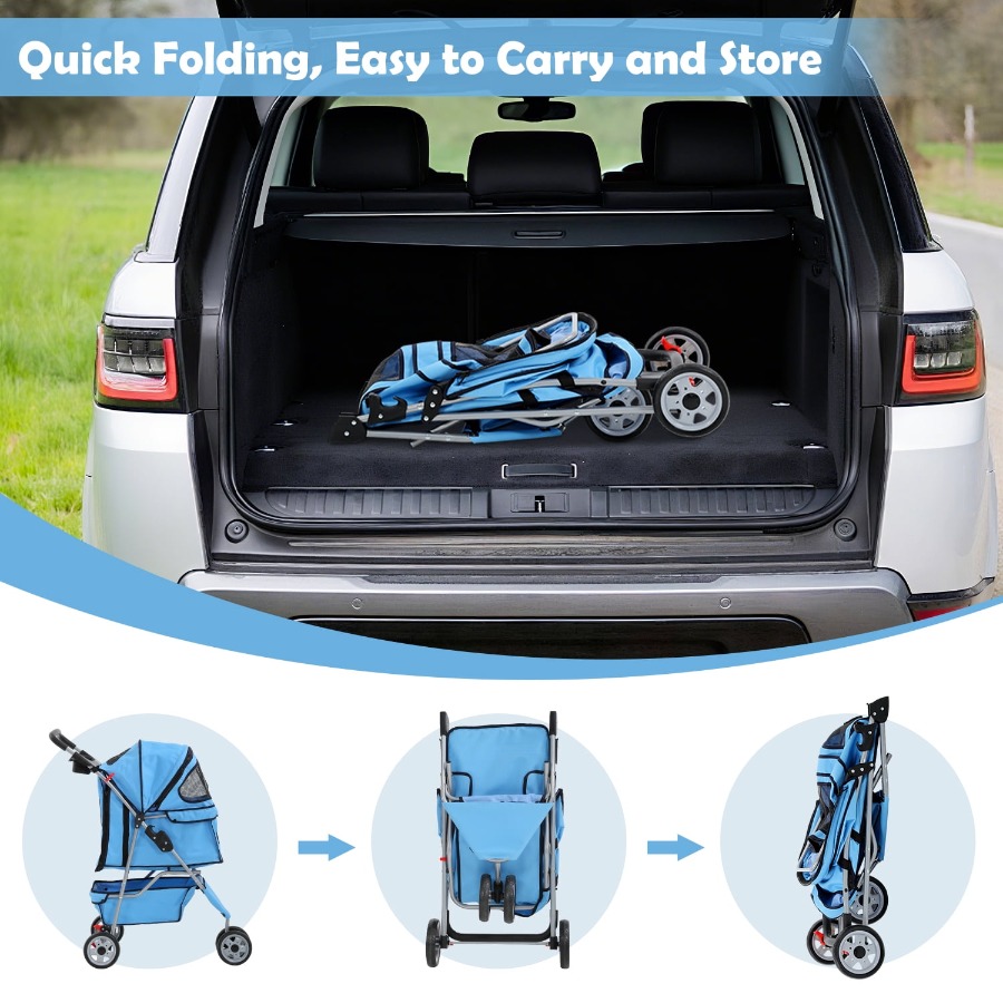 3-Rad-Hundebuggy, faltbarer Ha – Pet Stroller Carrier Bewertung und Preis