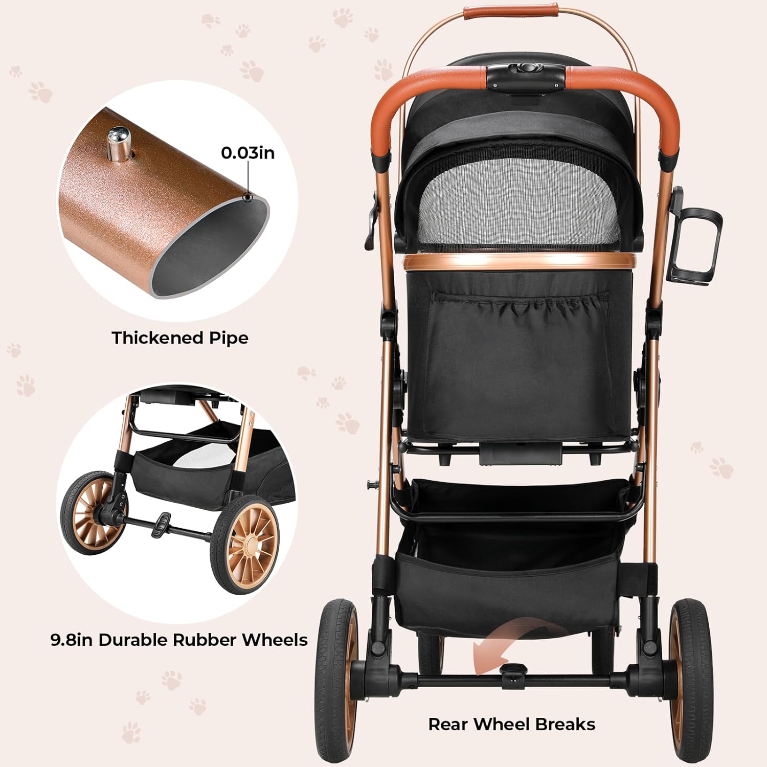 Faltbarer Haustierbuggy für mi – Pet Stroller Carrier Bewertung und Preis
