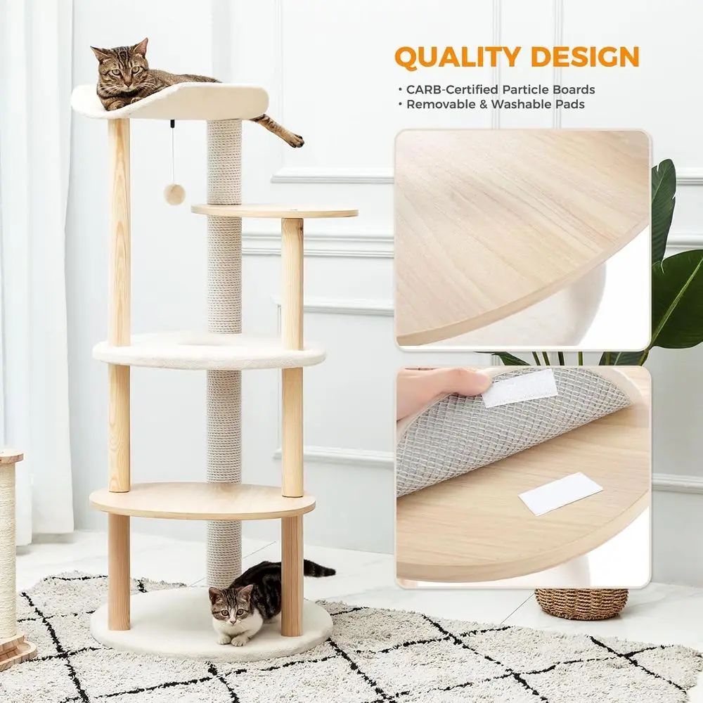 5-stöckiger Beiger Indoor-Katz – Cat Scratching Post Bewertung und Preis