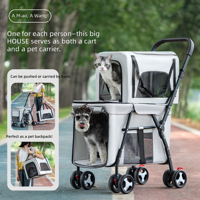 Doppelschichtiger Haustierwage – Pet Stroller Carrier Bewertung und Preis